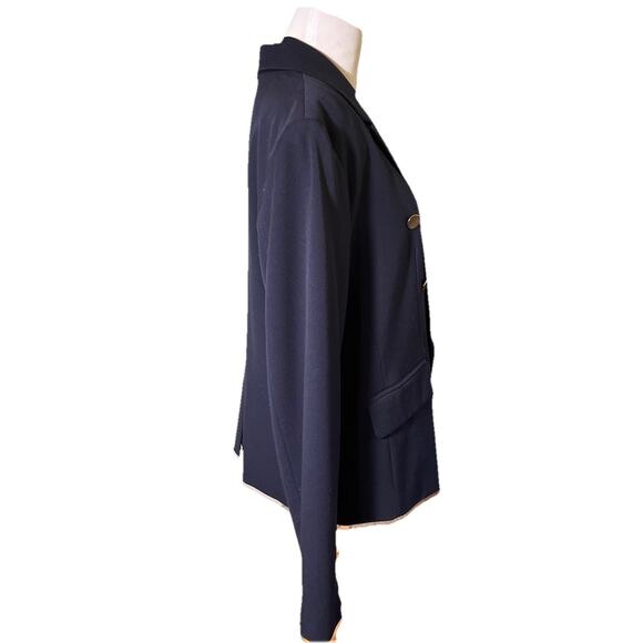 A New Day Navy Blue Double Breasted Blazer Sz 16 Gold Button Workwear Stretch - Picture 4 of 10